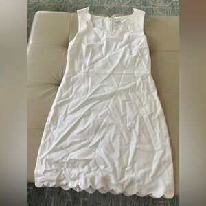 *NWT* J. Crew White Scallop-Trim Textured Dress